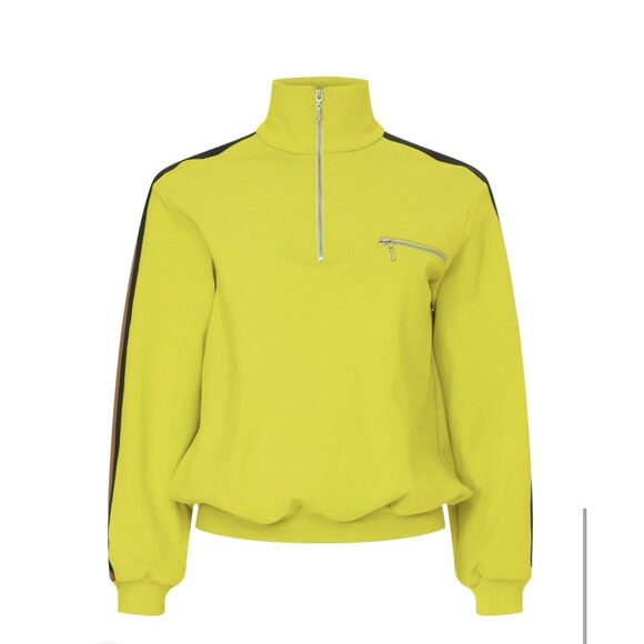 Tory Burch Knit Quarter Zip in Bright Lime Size Medium - Picture 2 of 14